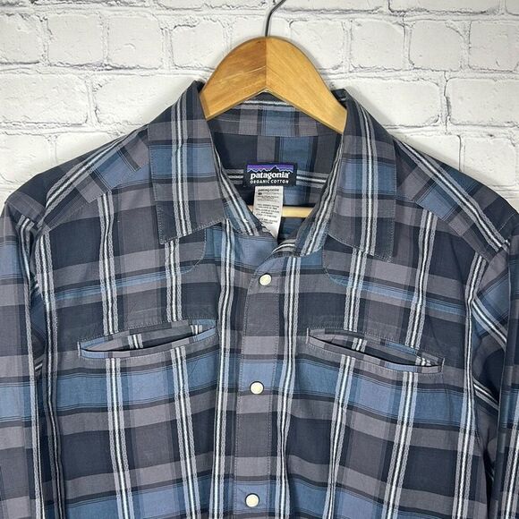 Patagonia Men's Worn Wear Wagner Plaid Shirt Size M Medium Style 54030 Snaps - Picture 2 of 9